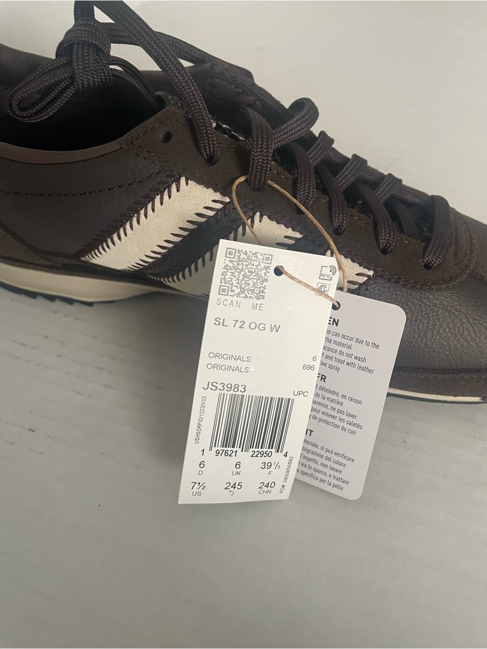 adidas Originals Brown and White Classic Sneakers - Picture 3 of 3